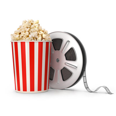 Popcorn with movie reel