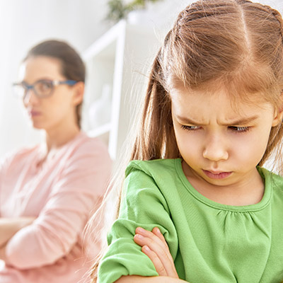 Young girl angry with her mother